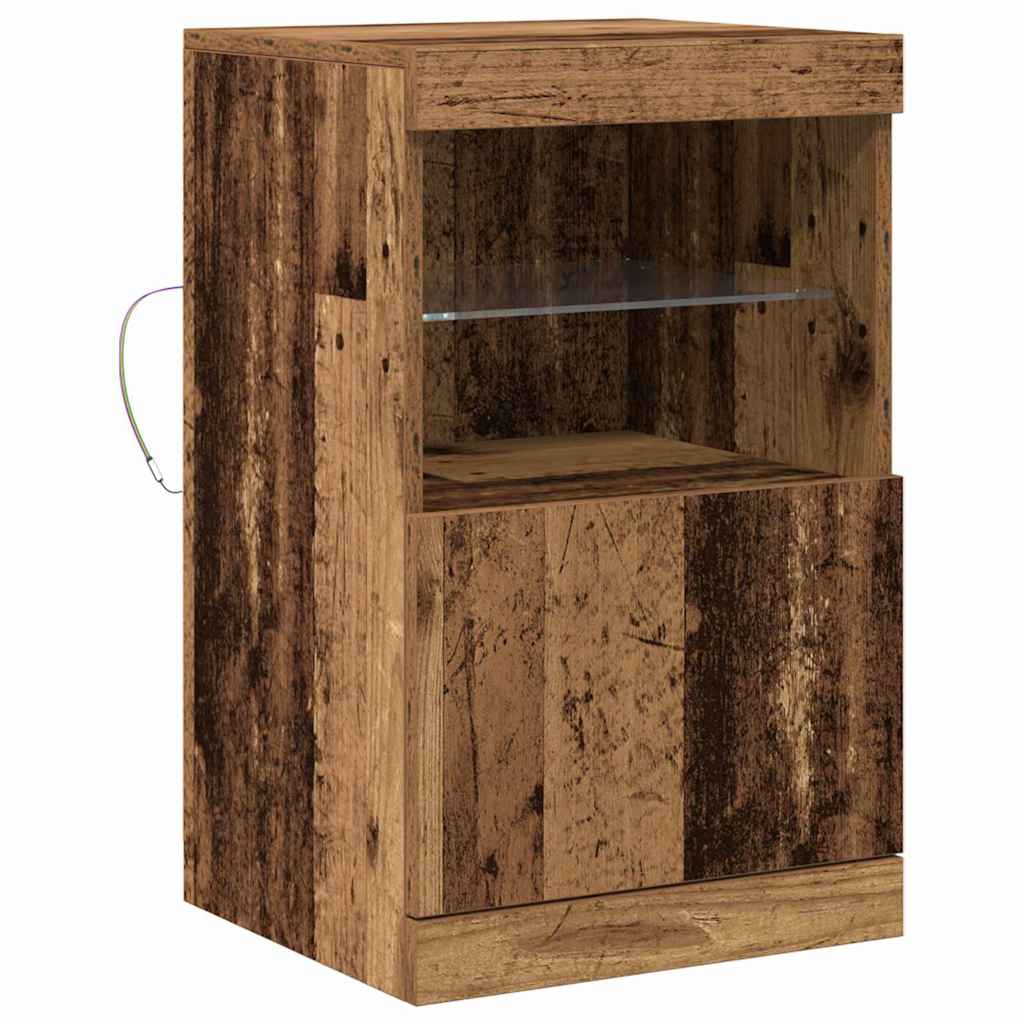 LED Sideboard Gammelt træ 41 x 37 x 67 cm Konstrueret træ