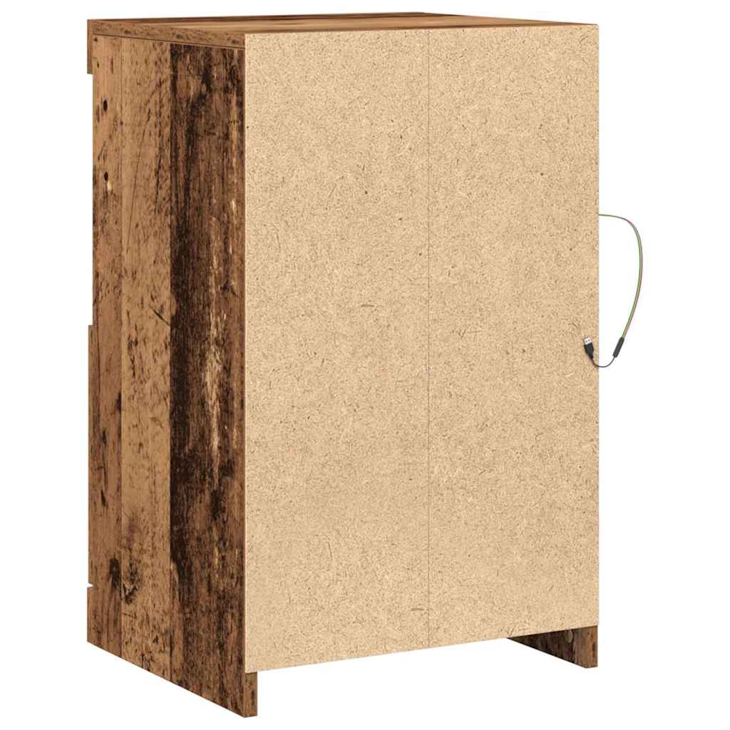 LED Sideboard Gammelt træ 41 x 37 x 67 cm Konstrueret træ