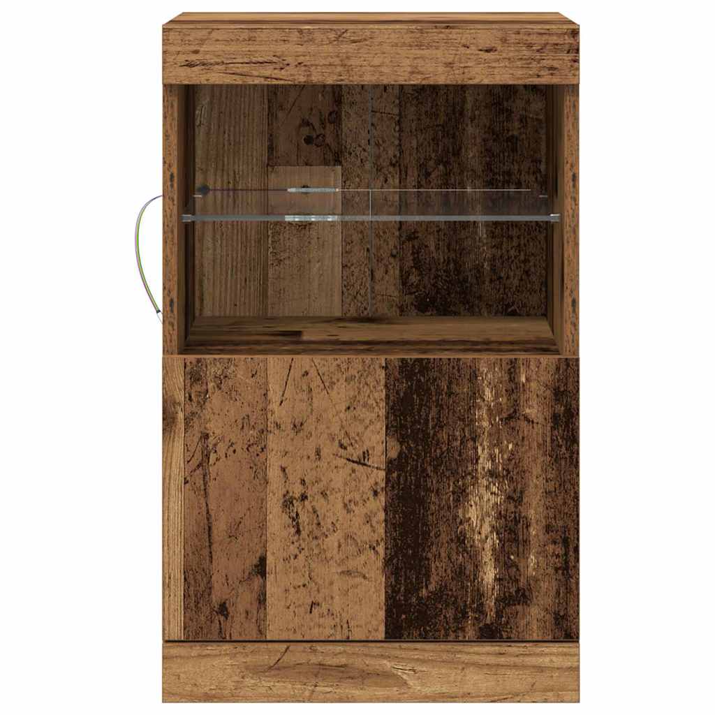 LED Sideboard Gammelt træ 41 x 37 x 67 cm Konstrueret træ