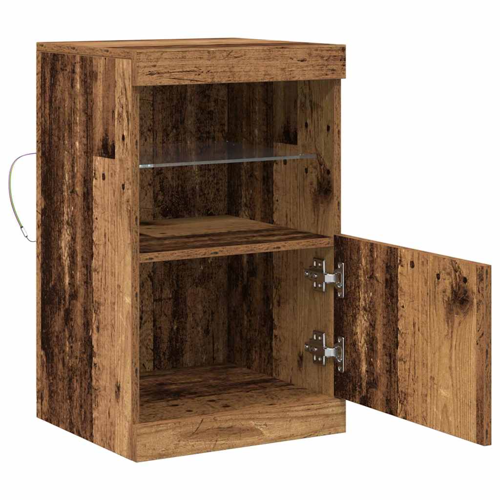 LED Sideboard Gammelt træ 41 x 37 x 67 cm Konstrueret træ