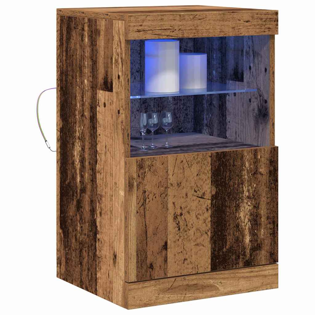 LED Sideboard Gammelt træ 41 x 37 x 67 cm Konstrueret træ