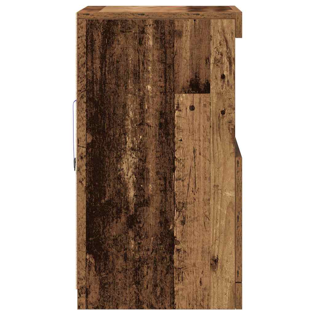 LED Sideboard Gammelt træ 41 x 37 x 67 cm Konstrueret træ