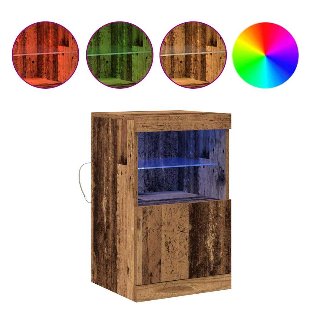 LED Sideboard Gammelt træ 41 x 37 x 67 cm Konstrueret træ