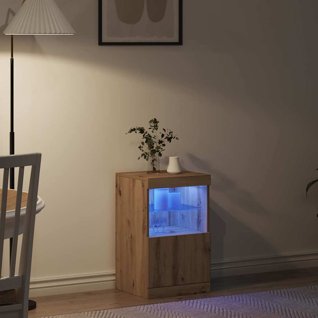 LED Sideboard Artisan Egetræ 41 x 37 x 67 cm Konstrueret træ