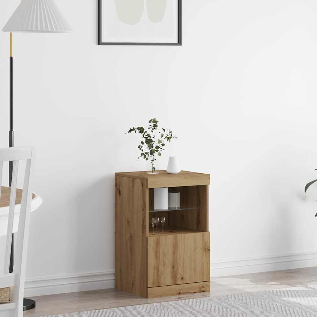 LED Sideboard Artisan Egetræ 41 x 37 x 67 cm Konstrueret træ