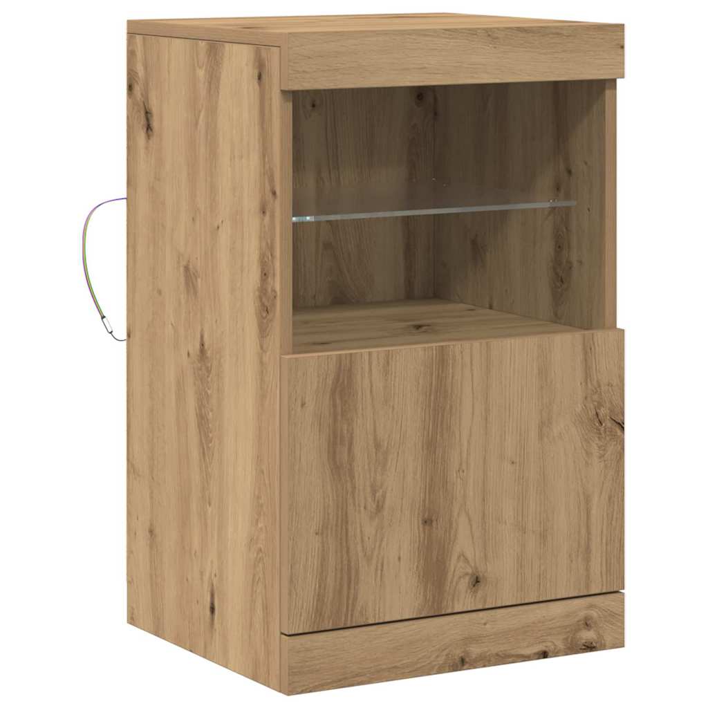 LED Sideboard Artisan Egetræ 41 x 37 x 67 cm Konstrueret træ