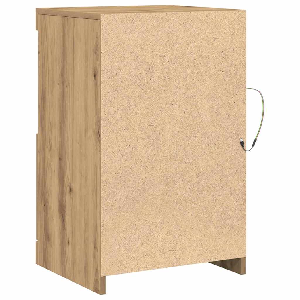 LED Sideboard Artisan Egetræ 41 x 37 x 67 cm Konstrueret træ