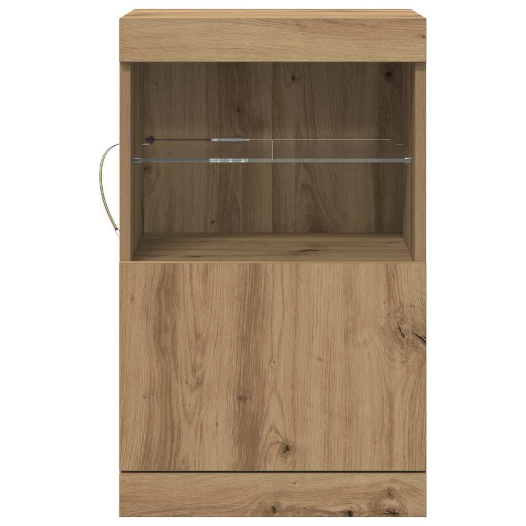 LED Sideboard Artisan Egetræ 41 x 37 x 67 cm Konstrueret træ