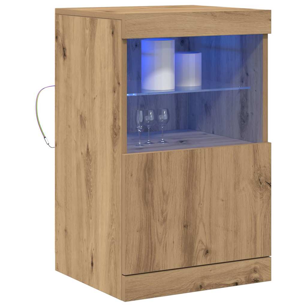 LED Sideboard Artisan Egetræ 41 x 37 x 67 cm Konstrueret træ