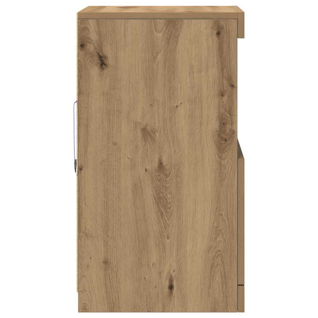 LED Sideboard Artisan Egetræ 41 x 37 x 67 cm Konstrueret træ