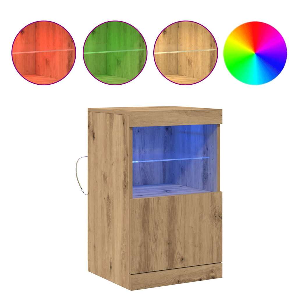 LED Sideboard Artisan Egetræ 41 x 37 x 67 cm Konstrueret træ