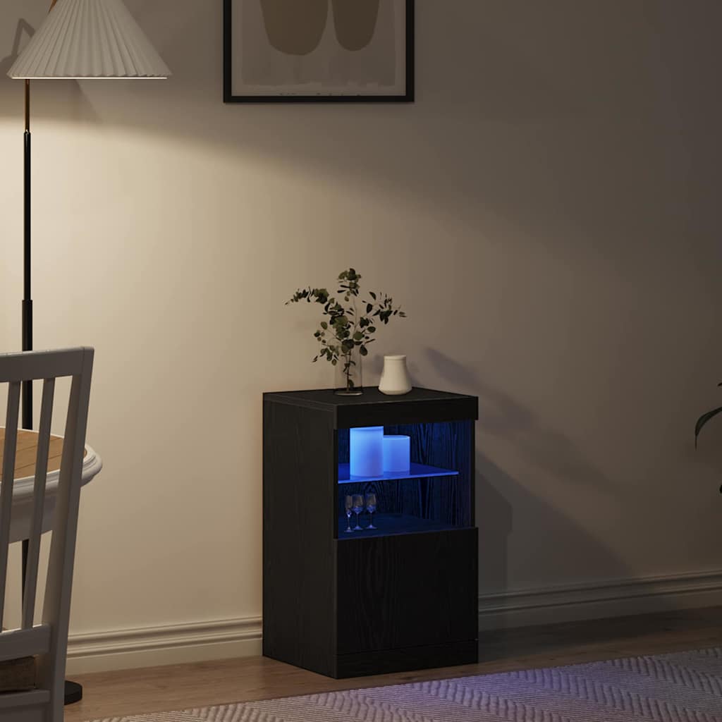 LED Sideboard Sort eg 41 x 37 x 67 cm Konstrueret træ