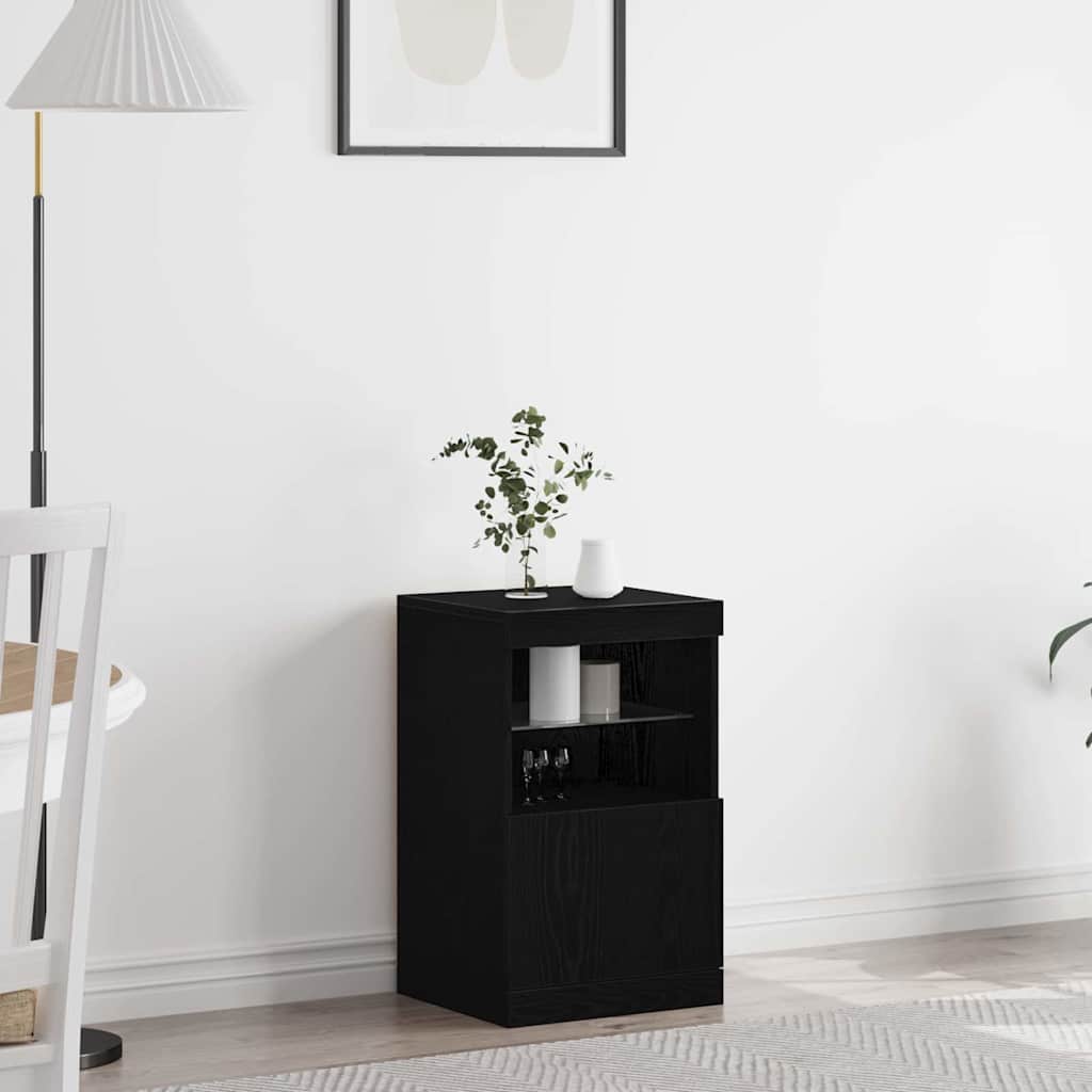 LED Sideboard Sort eg 41 x 37 x 67 cm Konstrueret træ