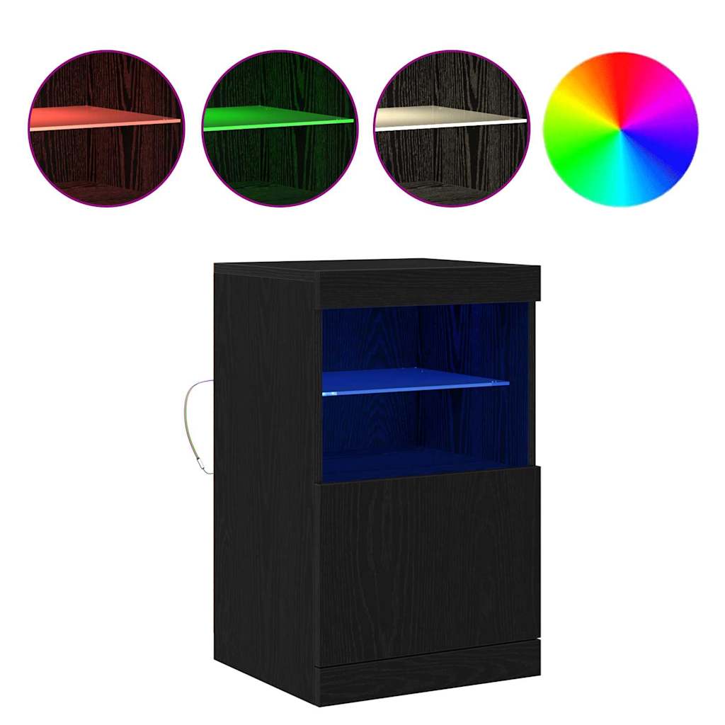 LED Sideboard Sort eg 41 x 37 x 67 cm Konstrueret træ