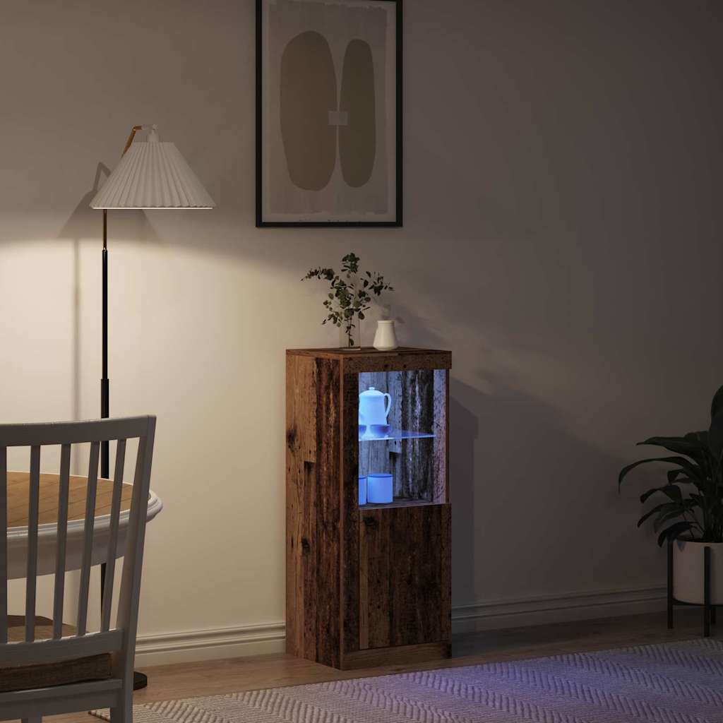 LED Sideboard Gammelt træ 41 x 37 x 100 cm Konstrueret træ