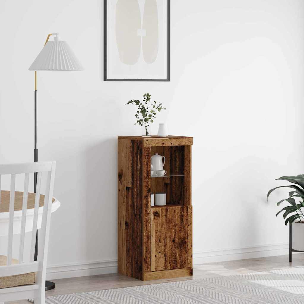 LED Sideboard Gammelt træ 41 x 37 x 100 cm Konstrueret træ
