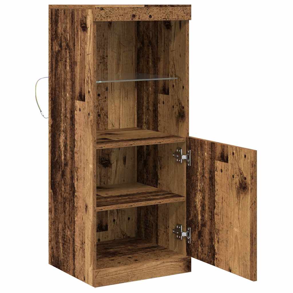 LED Sideboard Gammelt træ 41 x 37 x 100 cm Konstrueret træ