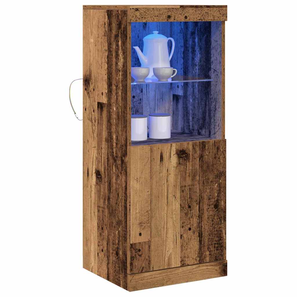 LED Sideboard Gammelt træ 41 x 37 x 100 cm Konstrueret træ