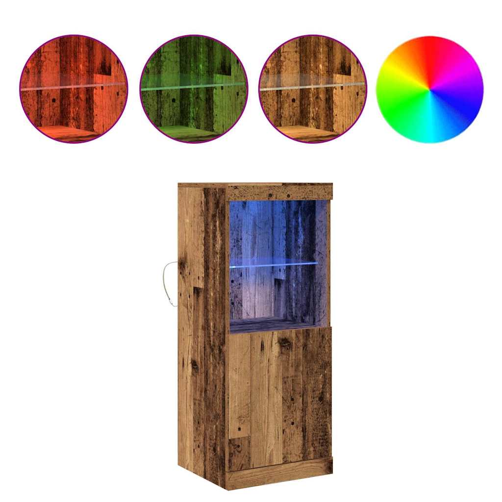 LED Sideboard Gammelt træ 41 x 37 x 100 cm Konstrueret træ
