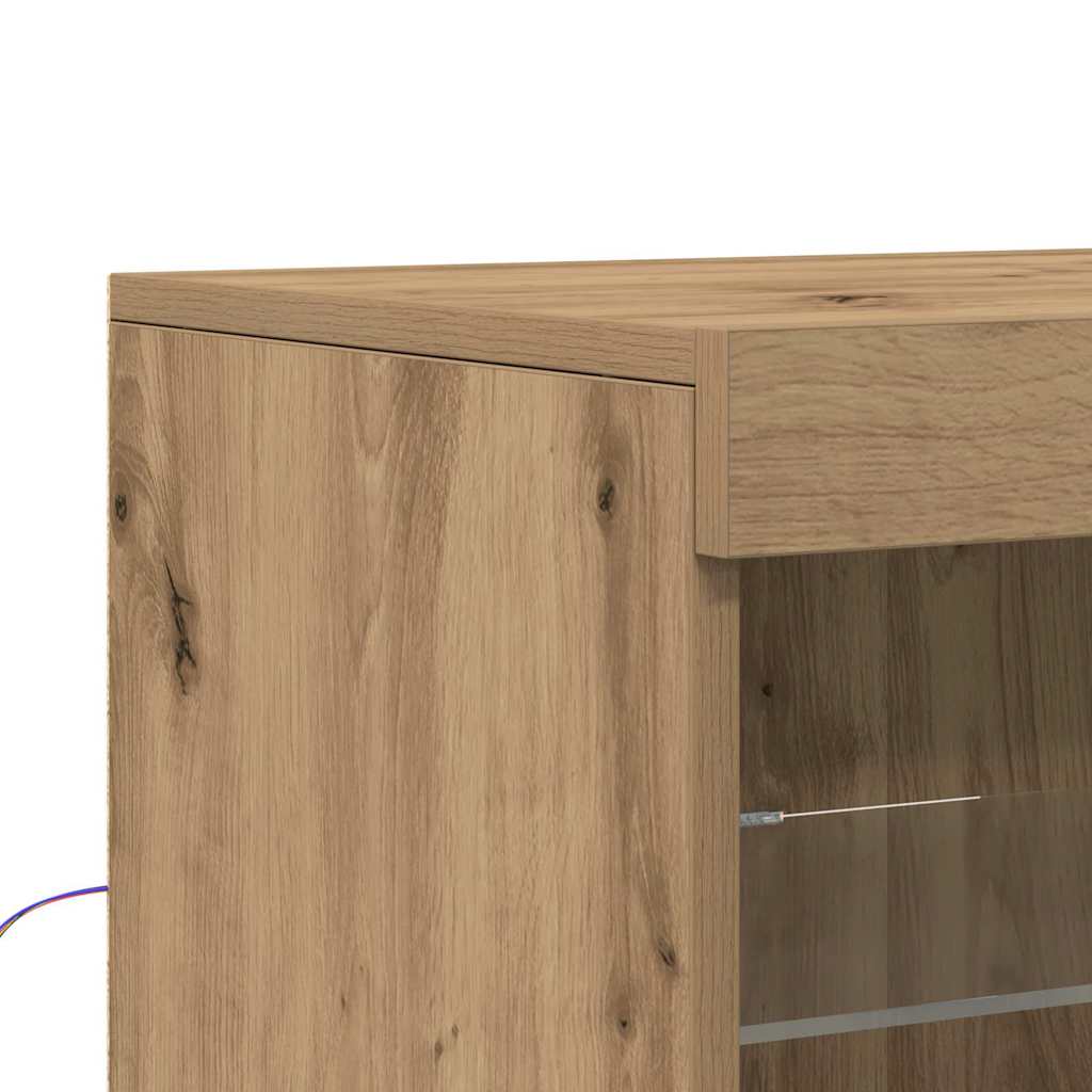 LED Sideboard Artisan Egetræ 41 x 37 x 100 cm Konstrueret træ