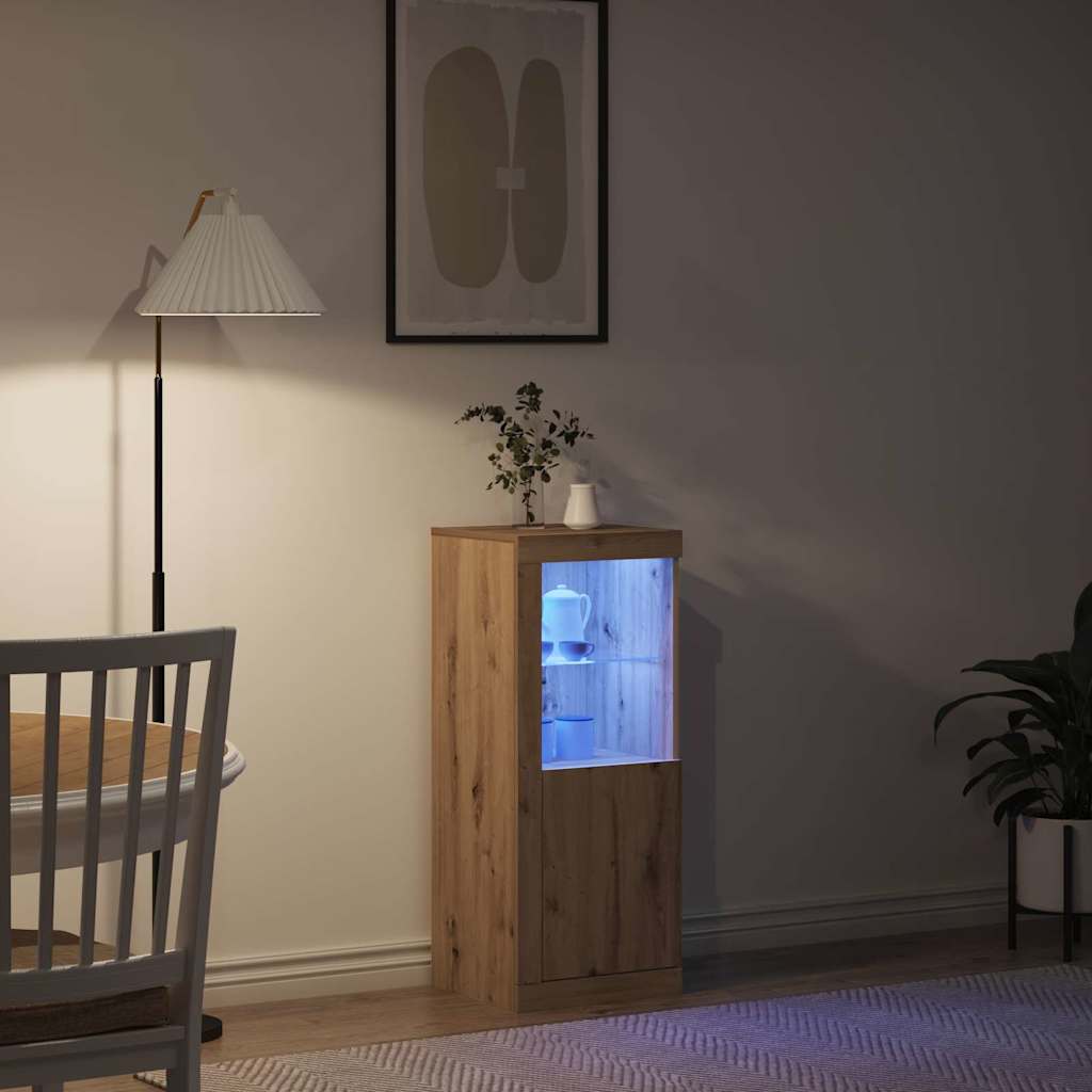 LED Sideboard Artisan Egetræ 41 x 37 x 100 cm Konstrueret træ