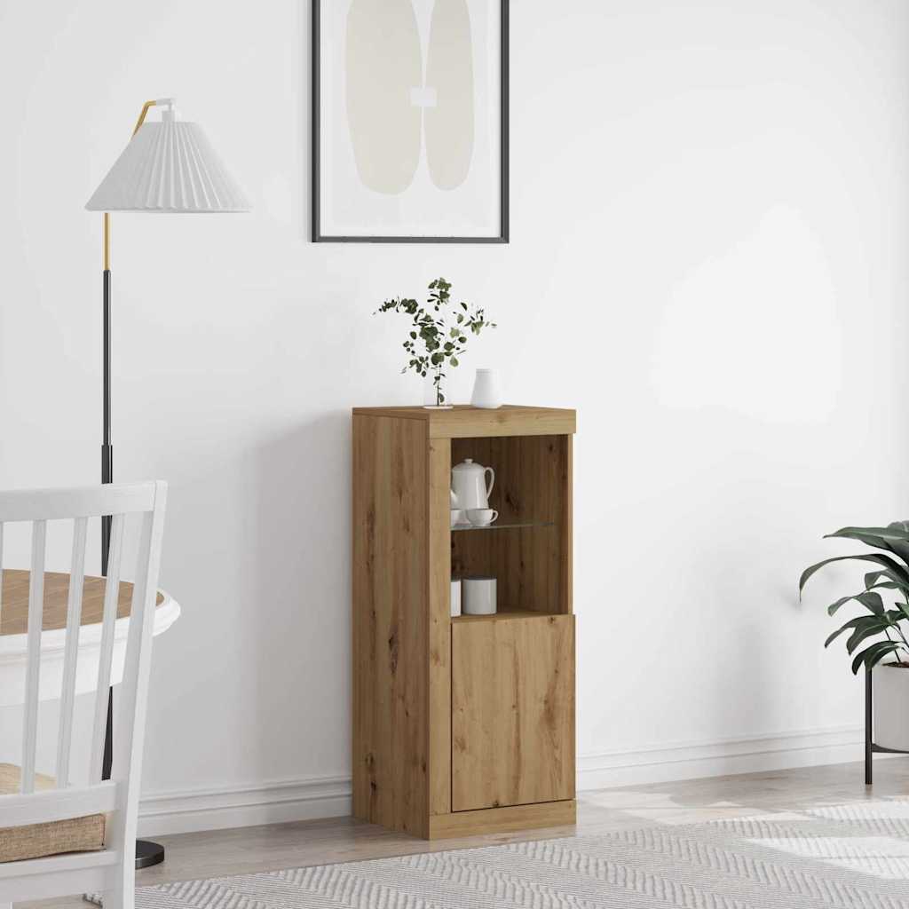 LED Sideboard Artisan Egetræ 41 x 37 x 100 cm Konstrueret træ