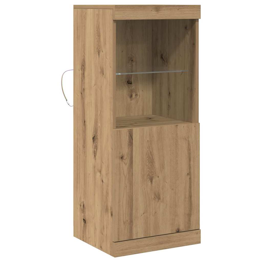 LED Sideboard Artisan Egetræ 41 x 37 x 100 cm Konstrueret træ