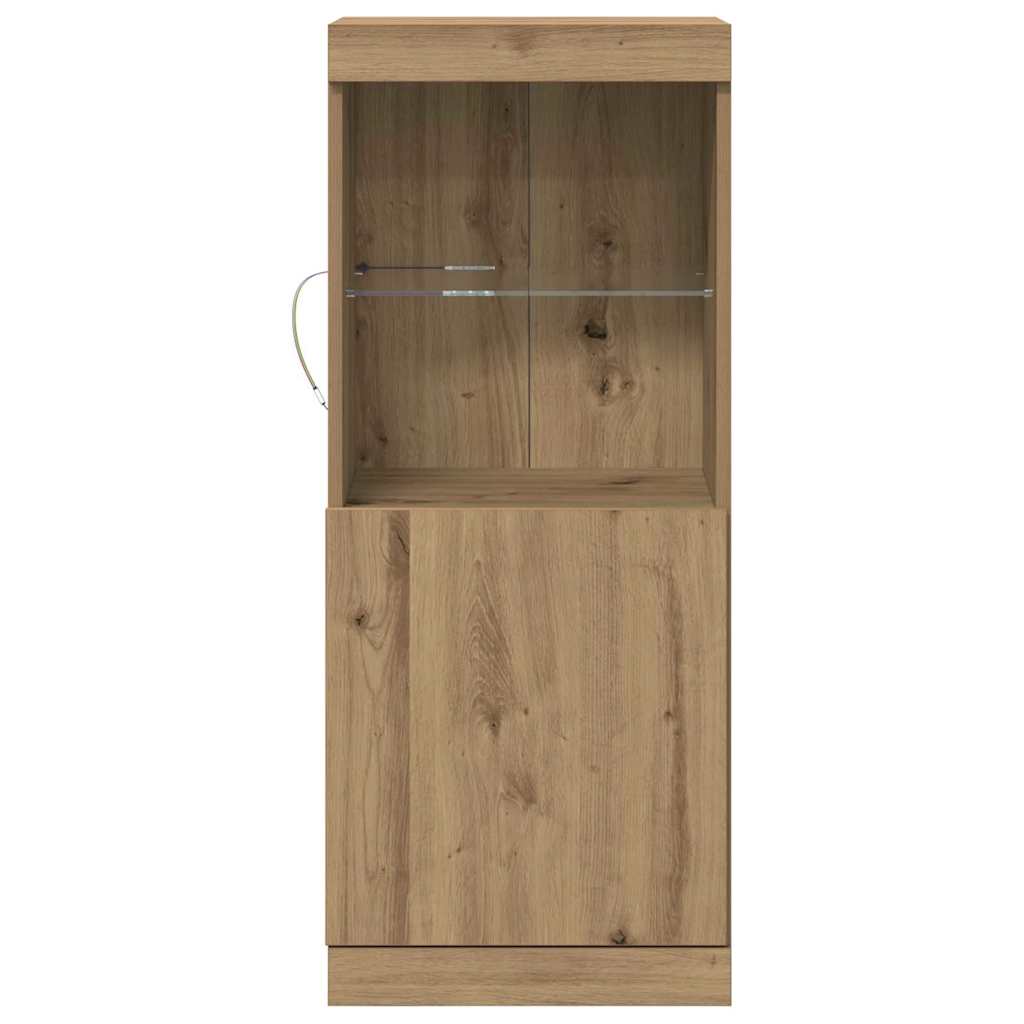 LED Sideboard Artisan Egetræ 41 x 37 x 100 cm Konstrueret træ