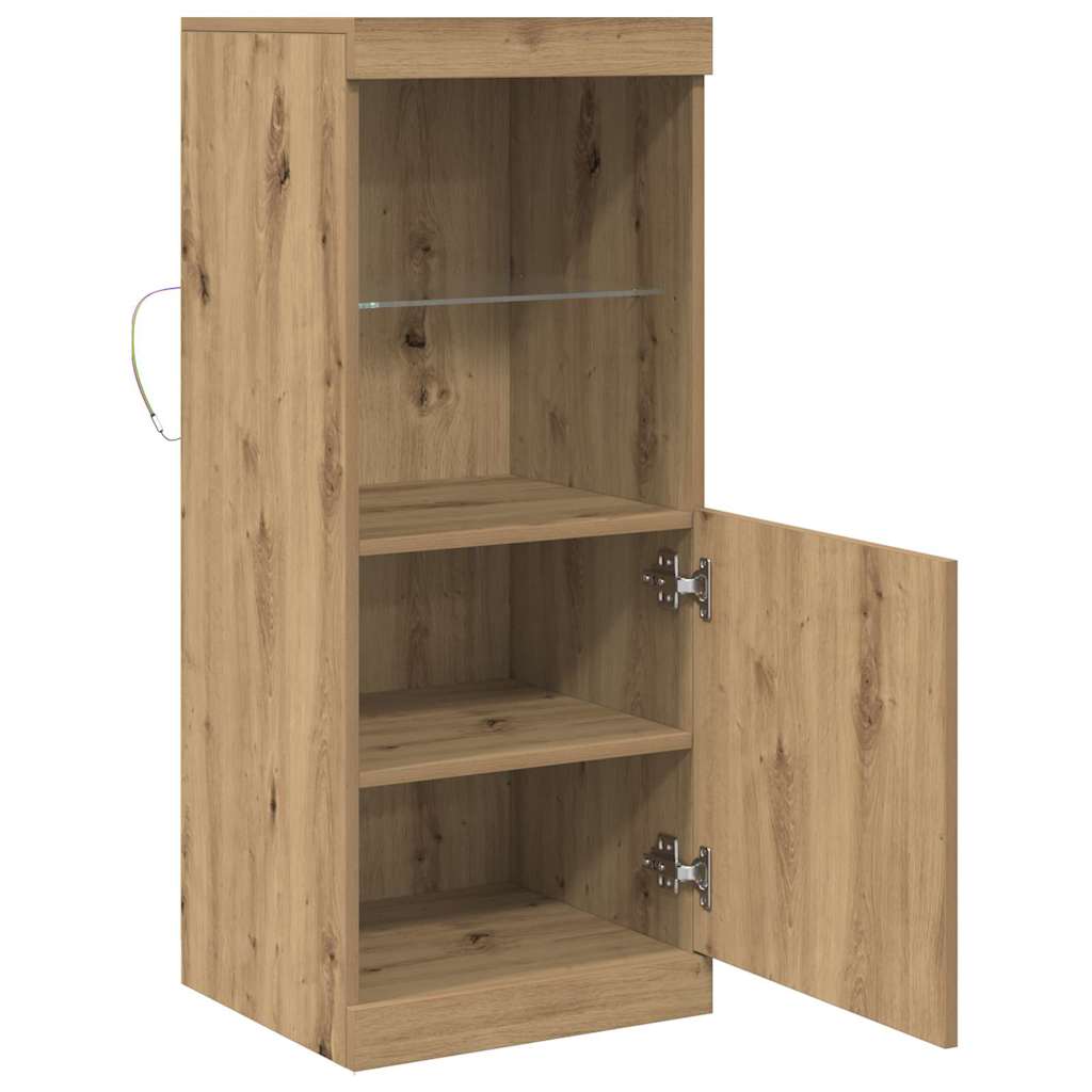 LED Sideboard Artisan Egetræ 41 x 37 x 100 cm Konstrueret træ