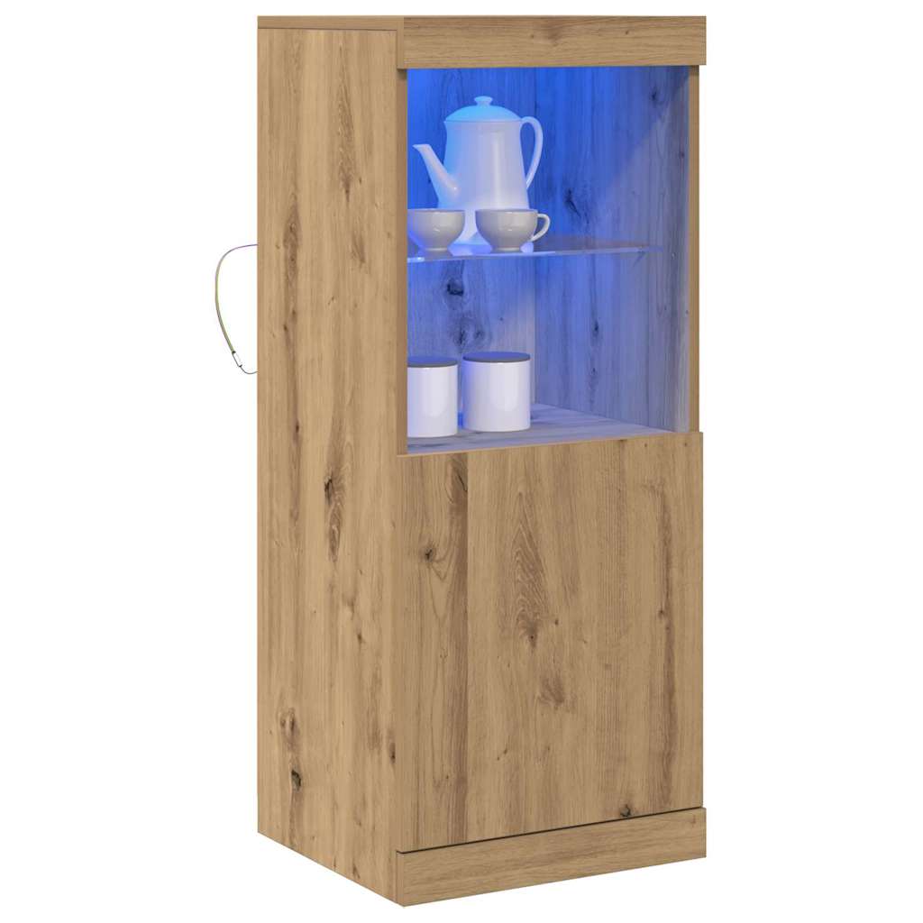 LED Sideboard Artisan Egetræ 41 x 37 x 100 cm Konstrueret træ