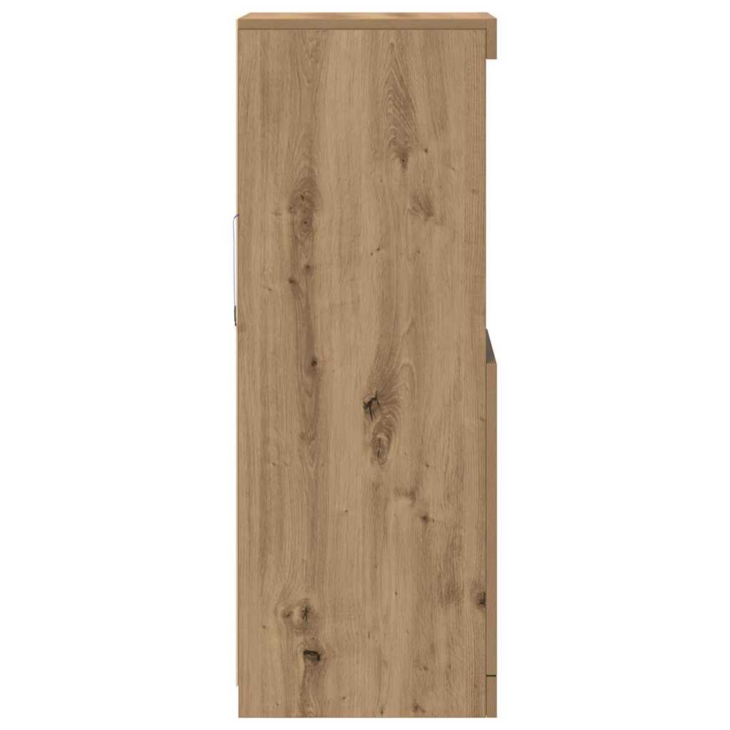 LED Sideboard Artisan Egetræ 41 x 37 x 100 cm Konstrueret træ