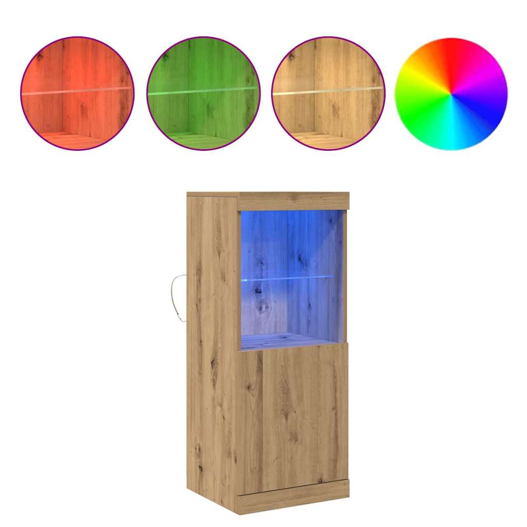 LED Sideboard Artisan Egetræ 41 x 37 x 100 cm Konstrueret træ