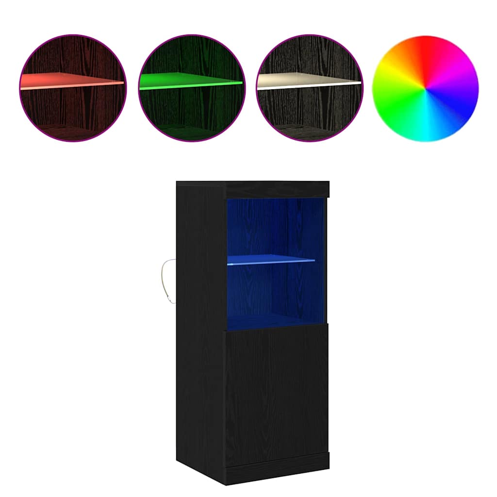 LED Sideboard Sort eg 41 x 37 x 100 cm Konstrueret træ