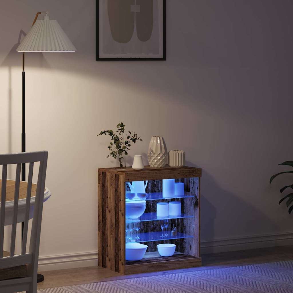 LED Sideboard Gammelt træ 60,5 x 37 x 67 cm Konstrueret træ