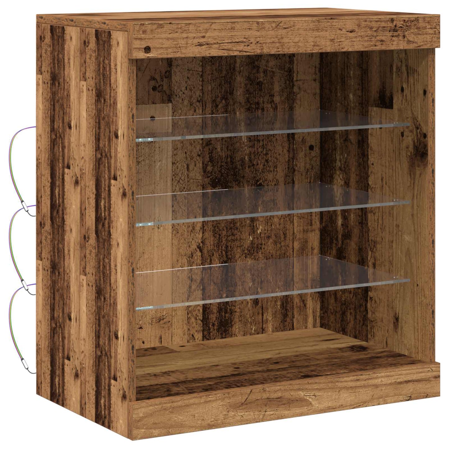 LED Sideboard Gammelt træ 60,5 x 37 x 67 cm Konstrueret træ