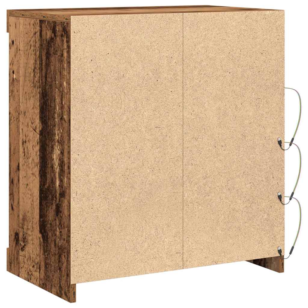 LED Sideboard Gammelt træ 60,5 x 37 x 67 cm Konstrueret træ