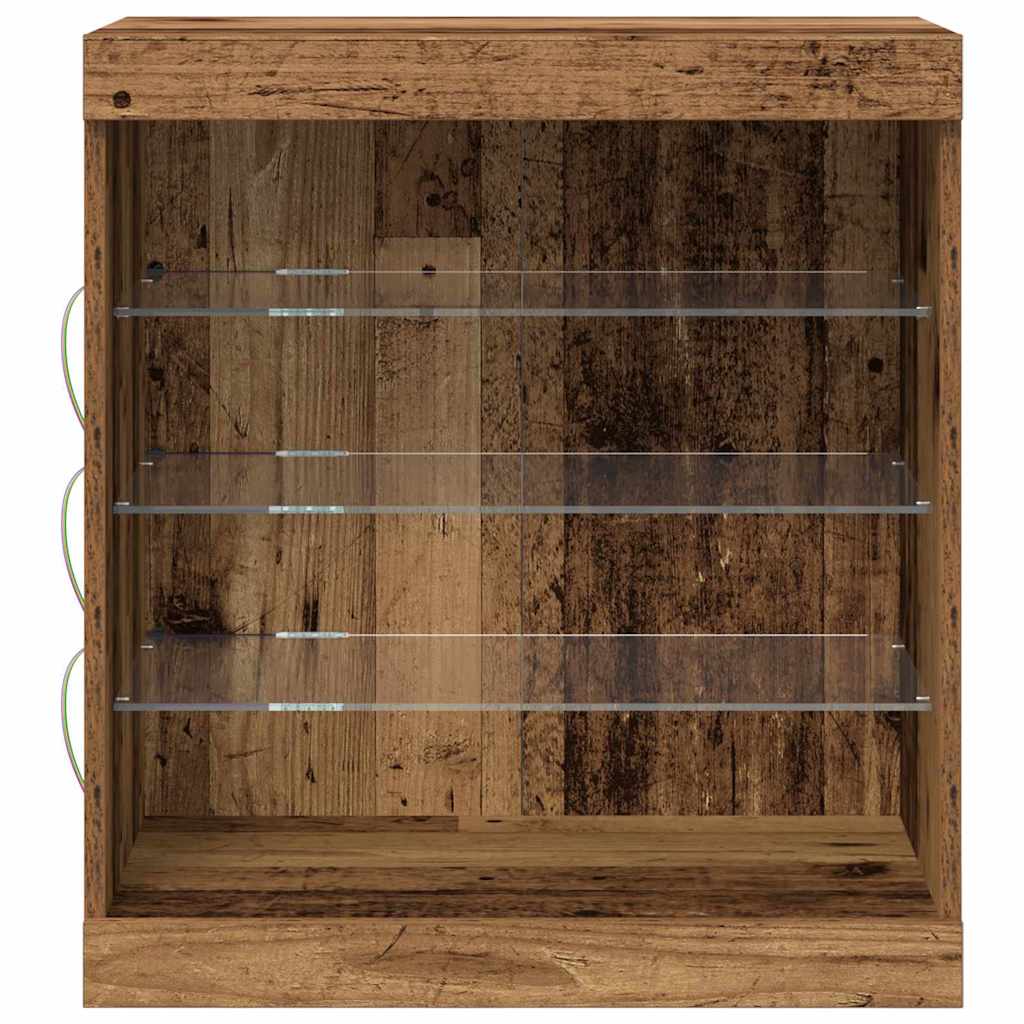 LED Sideboard Gammelt træ 60,5 x 37 x 67 cm Konstrueret træ