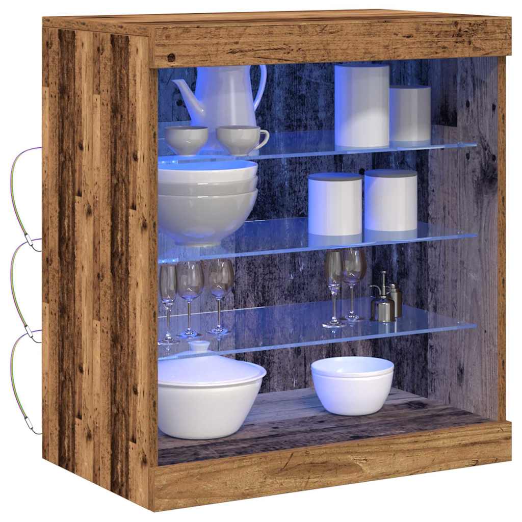 LED Sideboard Gammelt træ 60,5 x 37 x 67 cm Konstrueret træ