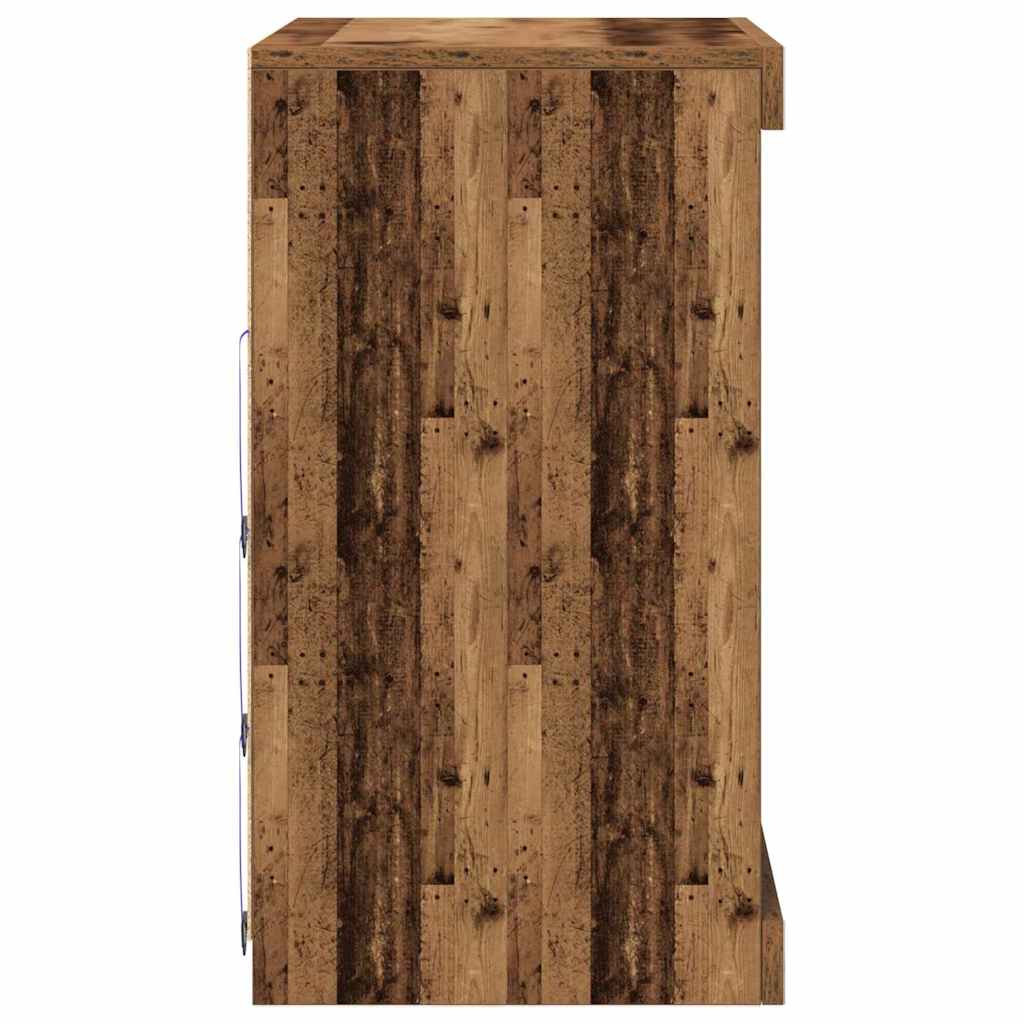 LED Sideboard Gammelt træ 60,5 x 37 x 67 cm Konstrueret træ