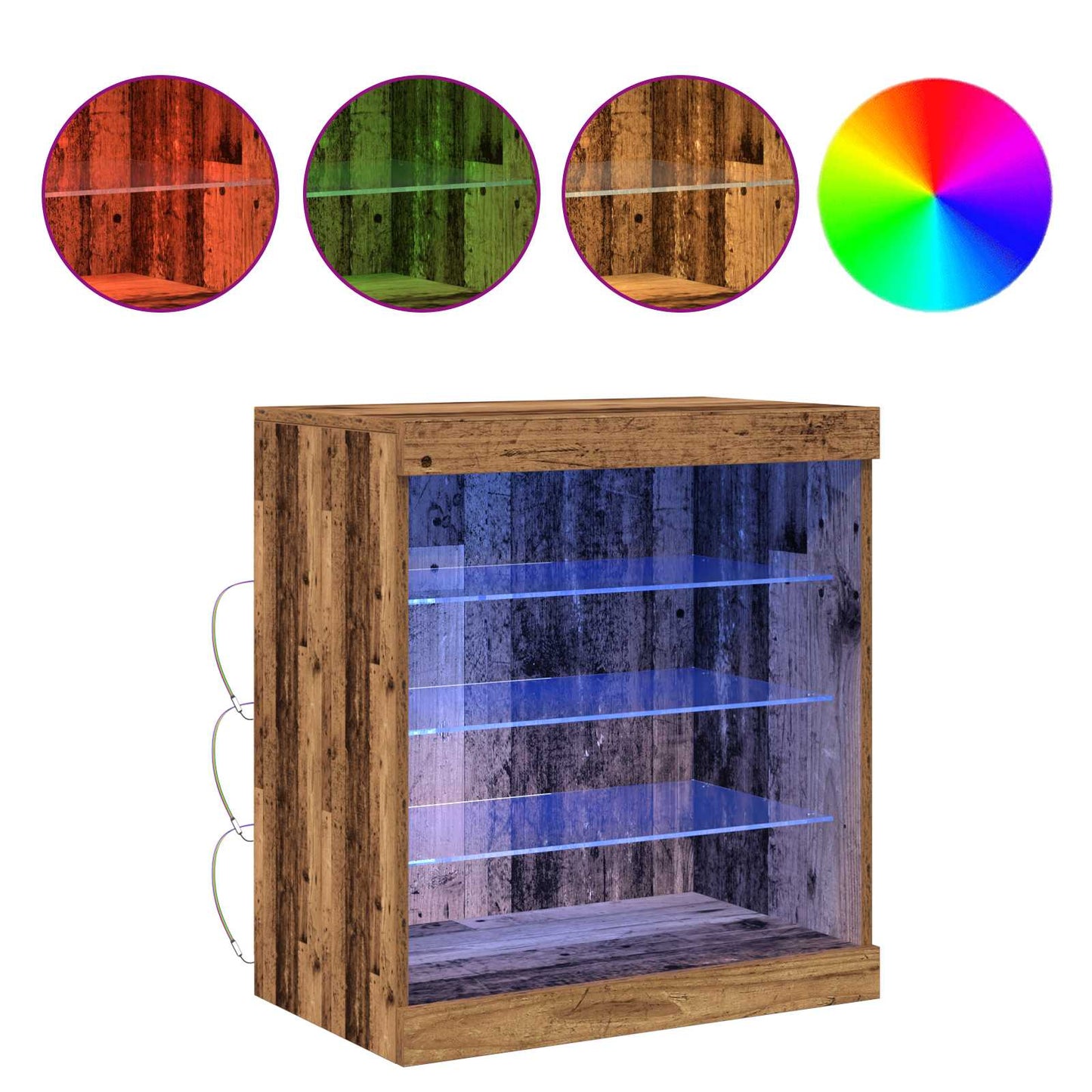 LED Sideboard Gammelt træ 60,5 x 37 x 67 cm Konstrueret træ