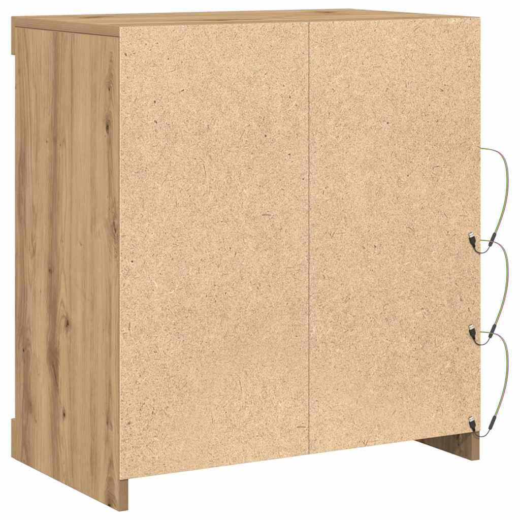 LED Sideboard Artisan Egetræ 60,5 x 37 x 67 cm Konstrueret træ