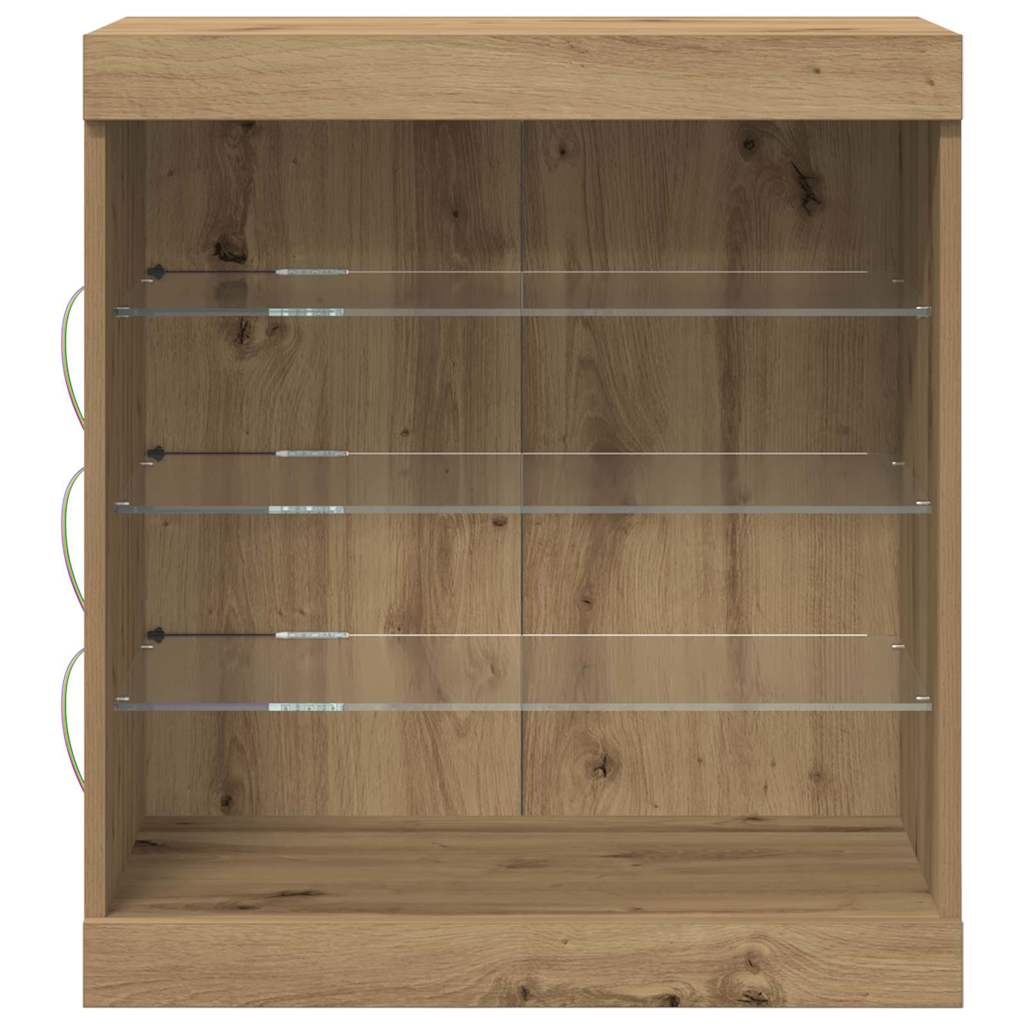 LED Sideboard Artisan Egetræ 60,5 x 37 x 67 cm Konstrueret træ
