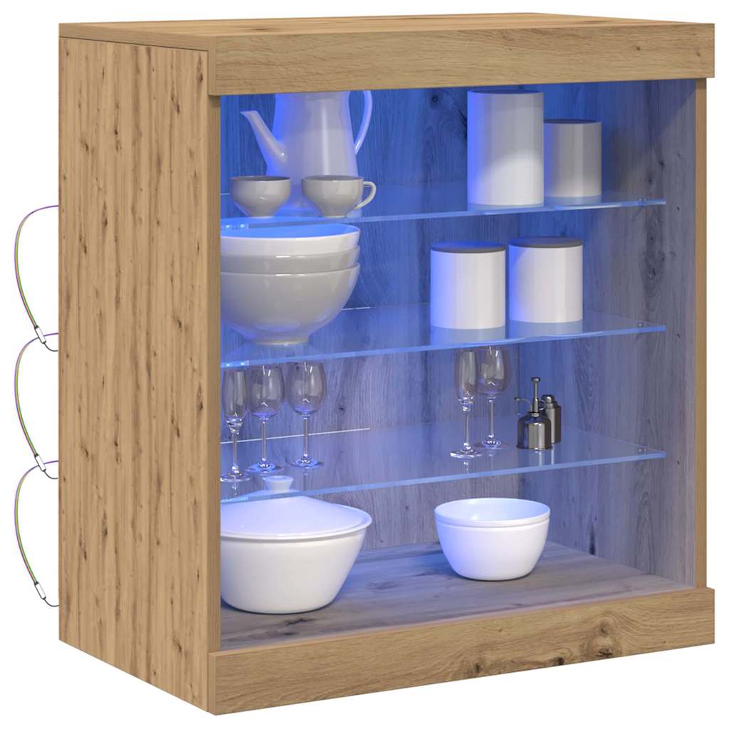 LED Sideboard Artisan Egetræ 60,5 x 37 x 67 cm Konstrueret træ