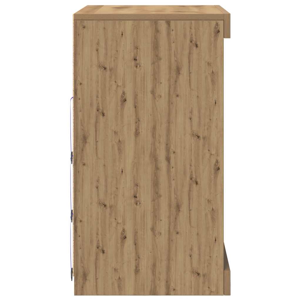 LED Sideboard Artisan Egetræ 60,5 x 37 x 67 cm Konstrueret træ