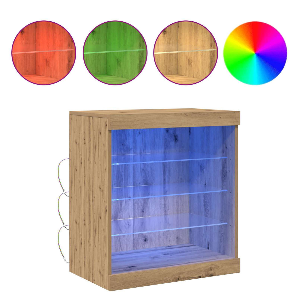 LED Sideboard Artisan Egetræ 60,5 x 37 x 67 cm Konstrueret træ