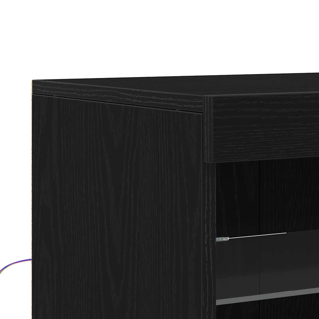LED Sideboard Sort eg 60,5 x 37 x 67 cm Konstrueret træ