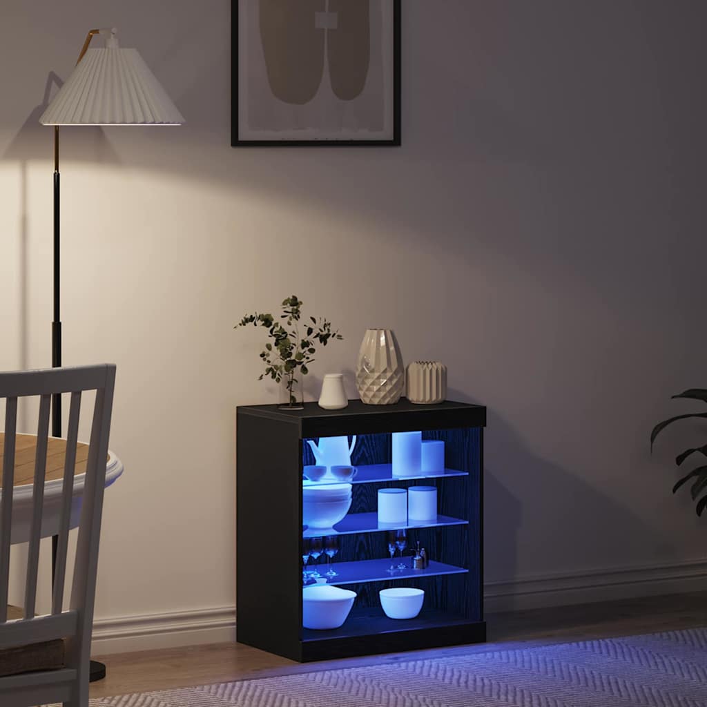 LED Sideboard Sort eg 60,5 x 37 x 67 cm Konstrueret træ
