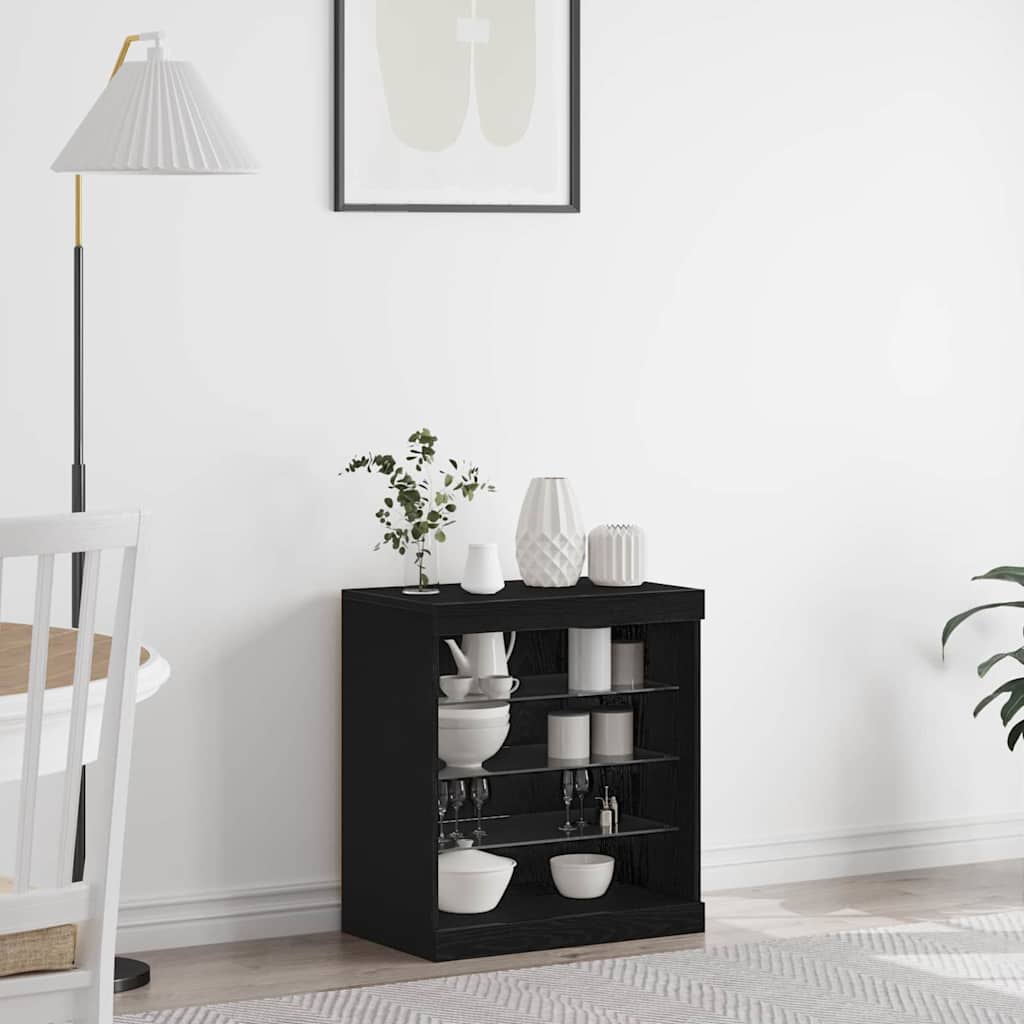 LED Sideboard Sort eg 60,5 x 37 x 67 cm Konstrueret træ
