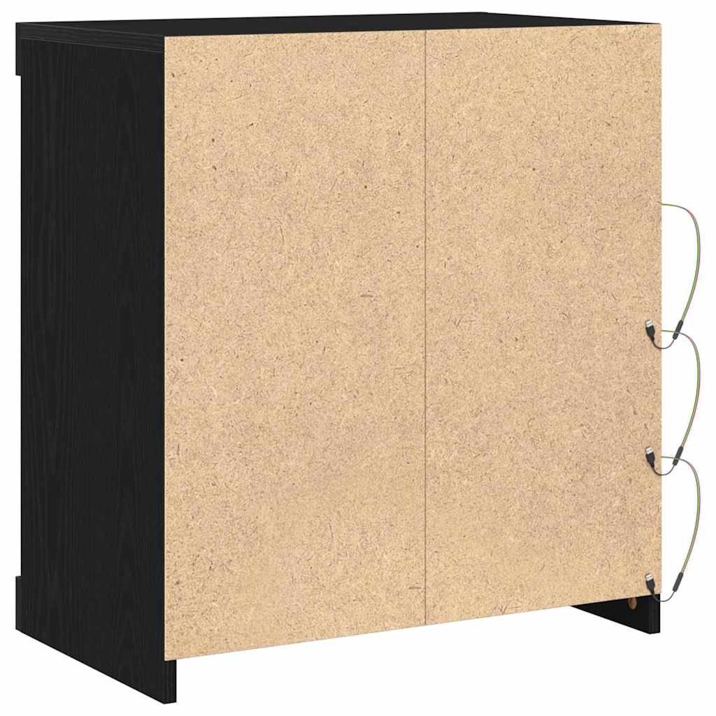 LED Sideboard Sort eg 60,5 x 37 x 67 cm Konstrueret træ
