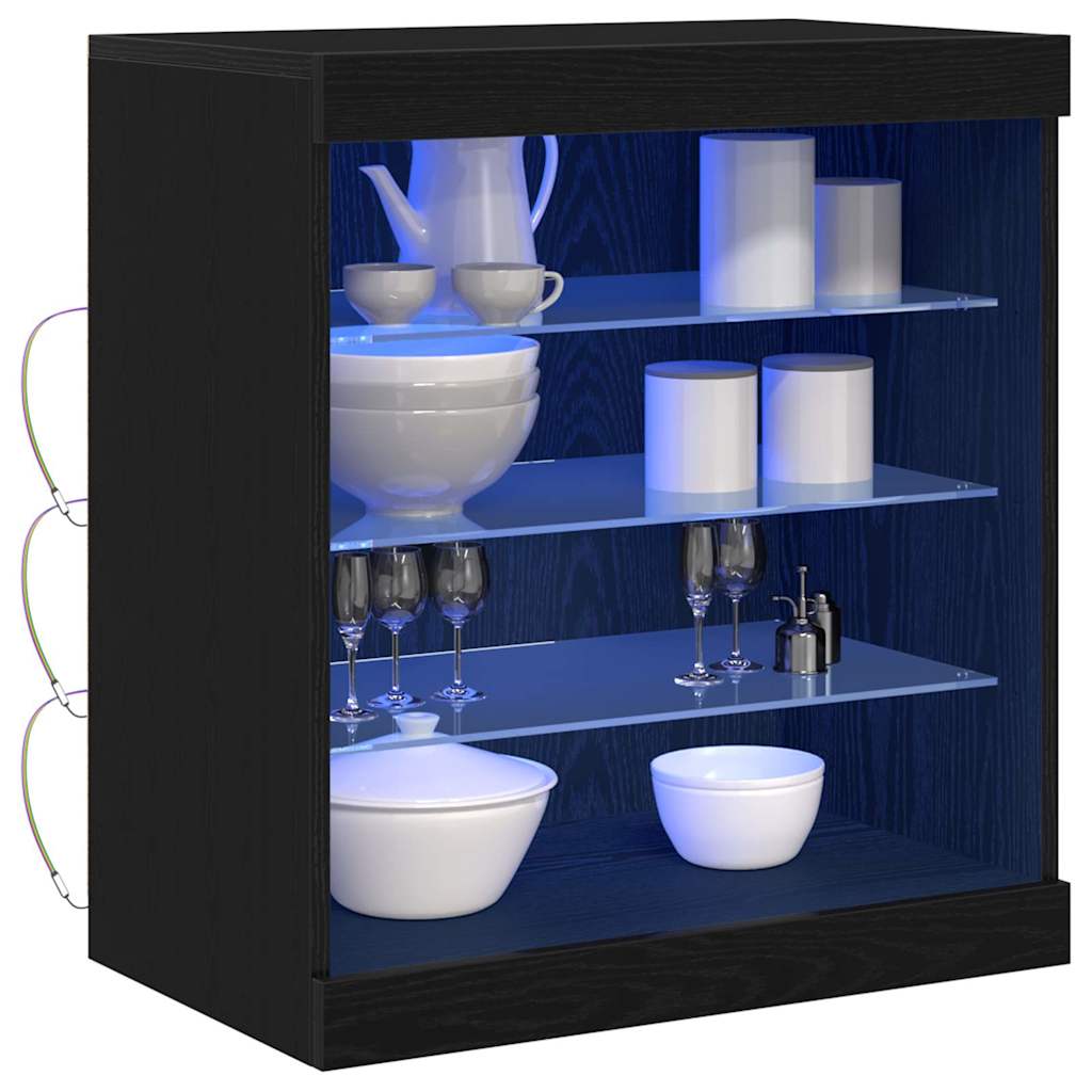 LED Sideboard Sort eg 60,5 x 37 x 67 cm Konstrueret træ